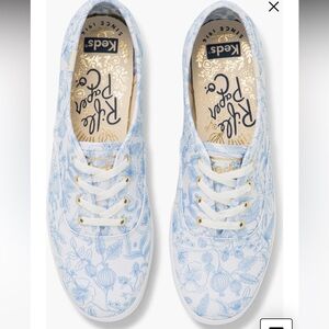 Keds X Rifle Paper Co Womens Aviary Sneakers Shoes White Blue Floral Size 8